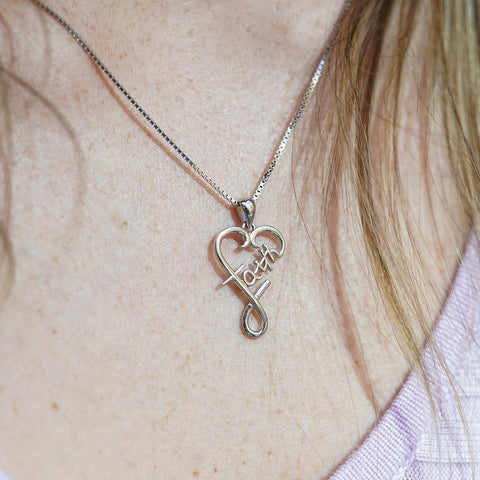 Sterling Silver Faith Love Necklace